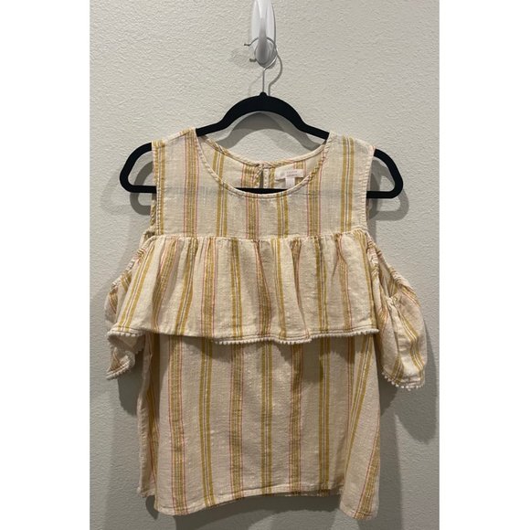 LC Lauren Conrad Striped Cold Shoulder Blouse - Picture 3 of 6